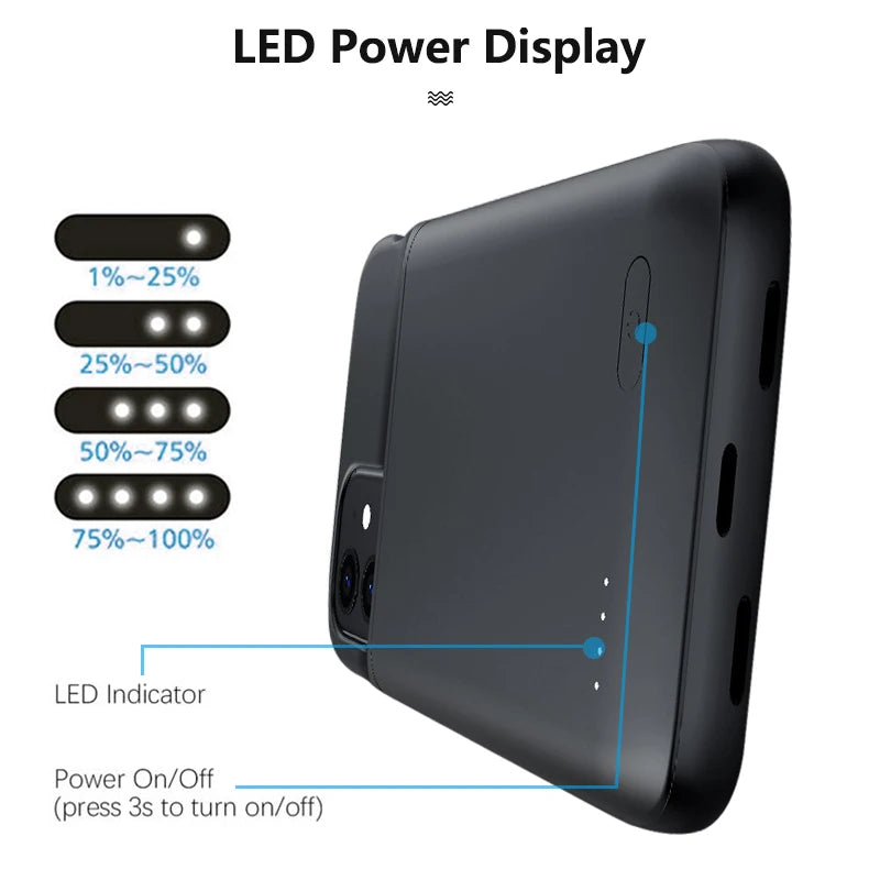 Battery Charger Cases For iPhone 13 Pro Max Power bank Case For iPhone 13 Mini Extenal Battery PowerBank charging Cove Capa