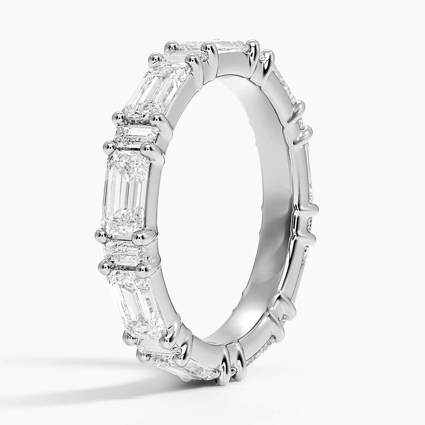 Unique 925 Sterling Silver Moissanite Eternity Ring Classic Elegant Design Brilliant Sparkle Luxury Wedding Jewelry