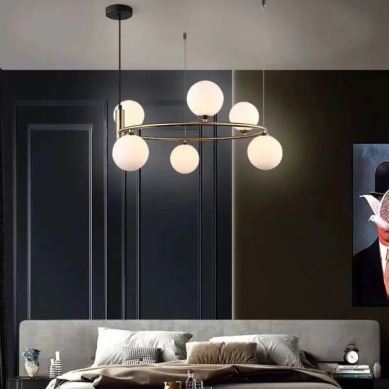 Nordic Creative Magic Bean Living Room Lamp Ring Molecular Lamp Restaurant Lamp Postmodern Simple Study Bedroom Chandelier