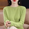 S-XXL Round Neck 100% Cashmere Knit Women's  Pullover Loose Bottom Sweater Autumn/Winter New Solid Color Sweater