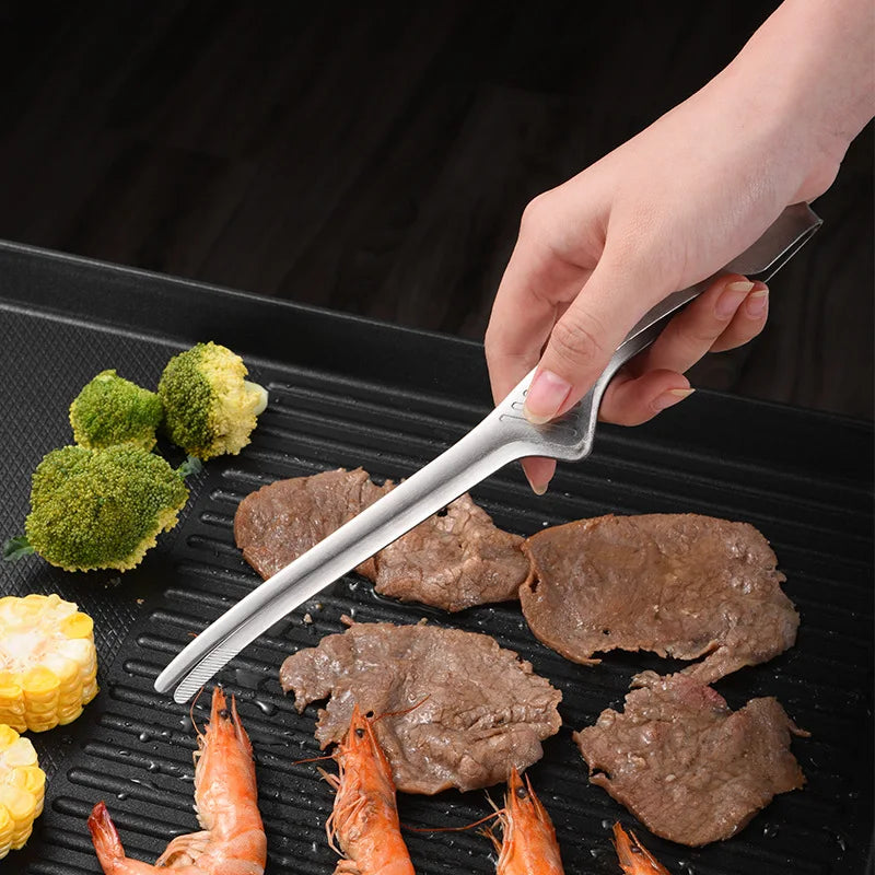 430 Stainless Steel Food Tongs Korean Barbecue Bbq Steak Clip Multi-purpose Food Clips Kitchen Gadgets Barbecue Accessories