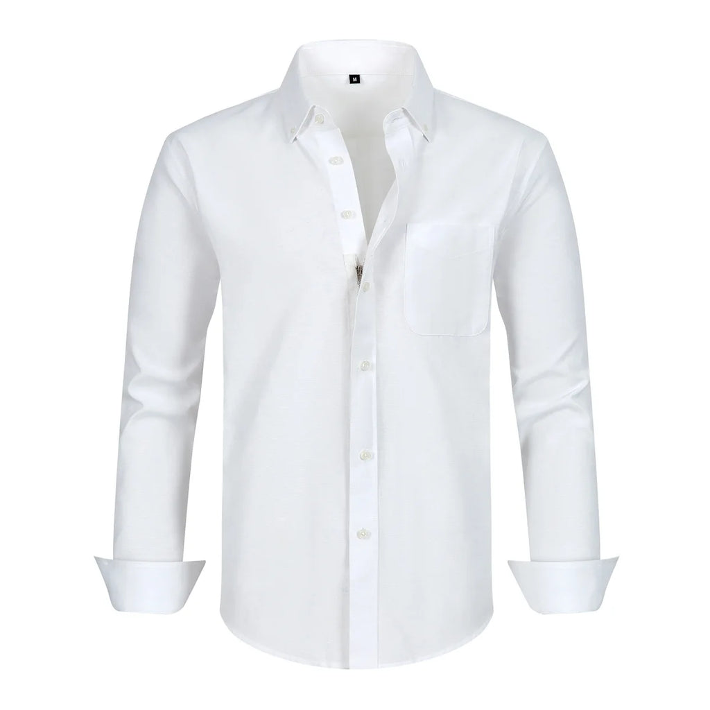 2024 Men Long Sleeve Shirts Spring Autumn Slim Lapel Neck Button Casual Adult Daily Office Men Tops Business Shirt