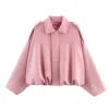 Women 2025 High Street Cropped Racing Jackets Coats Outerwears Lapel Long Sleeve Zipper Suede Jacket Women's Bomber Jacket