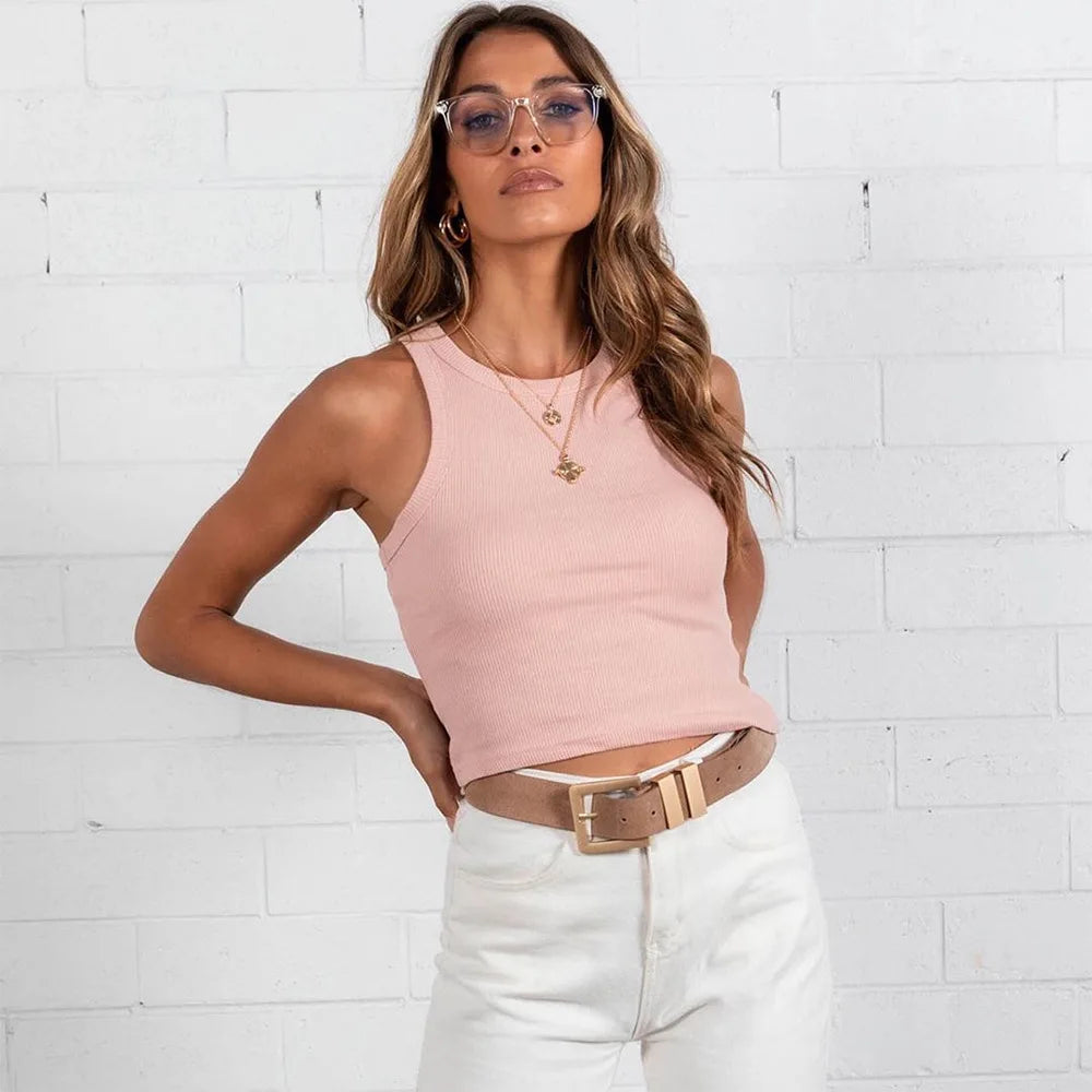 Liu Ming Cheap New Fashion Women's Summer Crop Top Wholesale Basic Sports Tank Tops Sexy Seamless Knitted