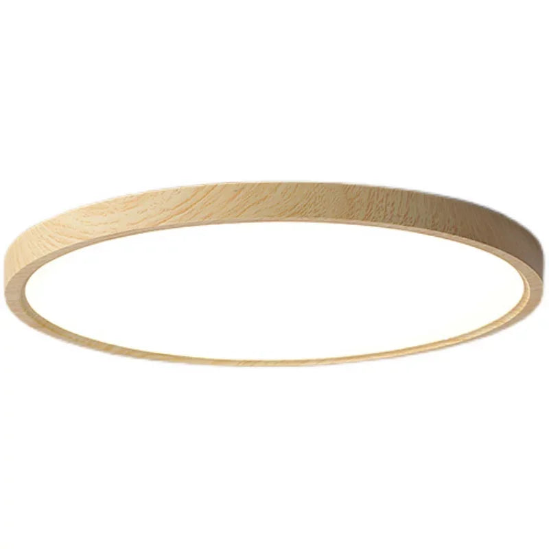Japanese Style Solid Wood Round Surface Mounted Modern AC Ceiling Light Nordic Minimalist Ultra-Thin Living Room Lamp