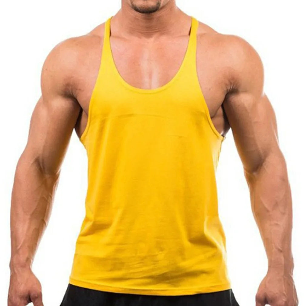 OEM Mens Y Back Tank Top Low Price Custom Print Cotton Stringer Gym Fitness Singlet Workout Muscle Bodybuilding Mens Tank Top