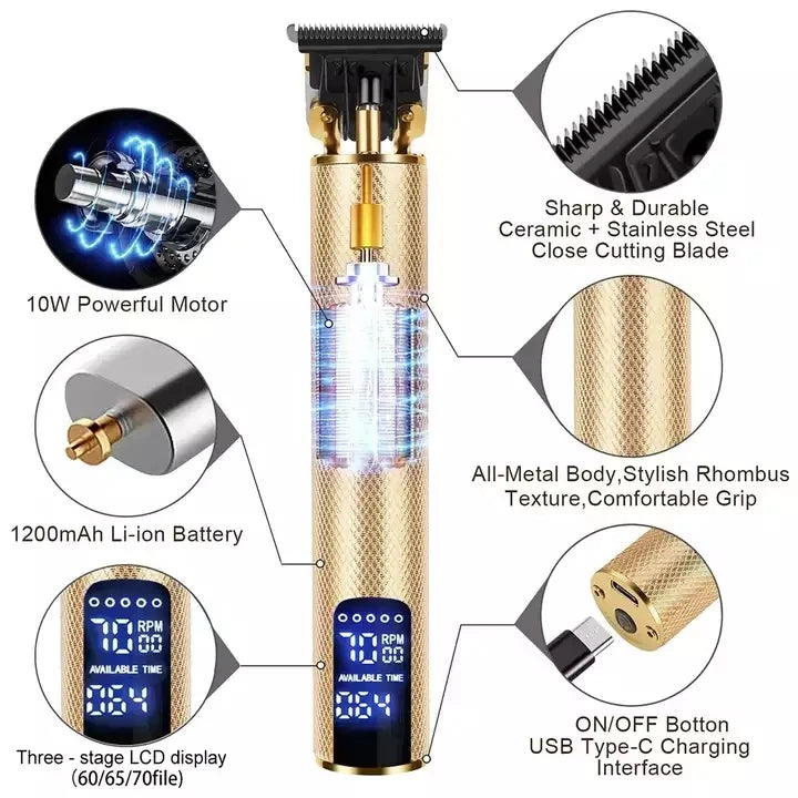 Customization Logo 7000RPM USB Rechargeable Barber LCD Machine Hair Cutting Beard Trimmer for Men Haircut Hair Trimmers Custom