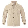 Spring and Autumn Casual Retro Multi Pocket Sports Men's Clothing Lapel Top Single-breasted Solid Color Slim-fit Jacket