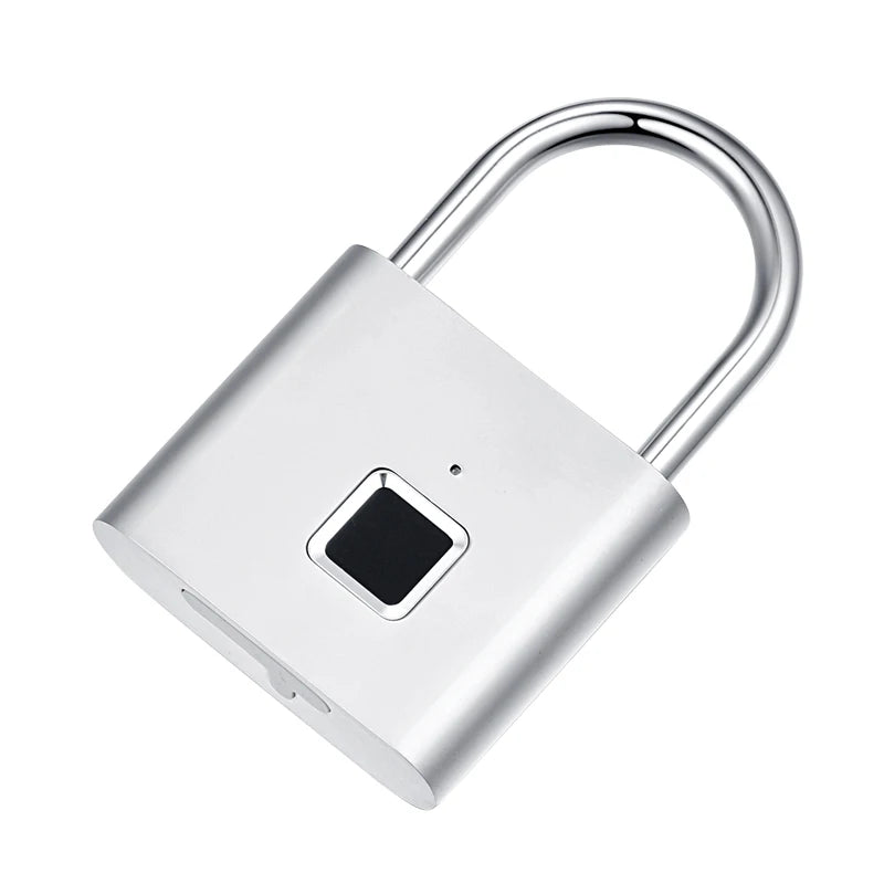 Black silver Keyless USB Rechargeable Door Lock Fingerprint Smart Padlock Quick Unlock Zinc alloy Metal Self Developing Chip
