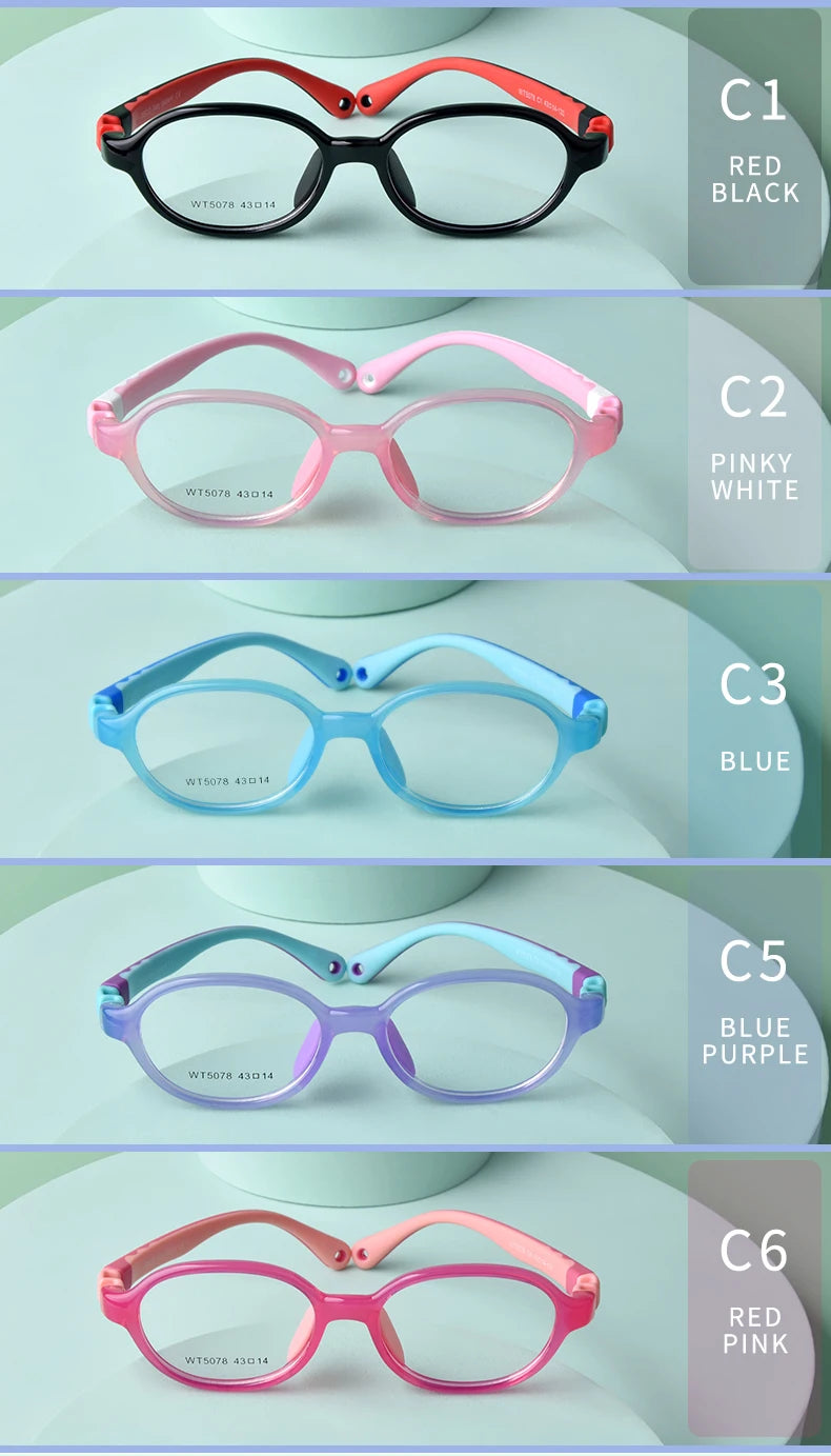 Secg Brand Children's Glasses Silicone Frames For Boys And Girls Students Super Light Comfortable Myopia Frames With Gasses