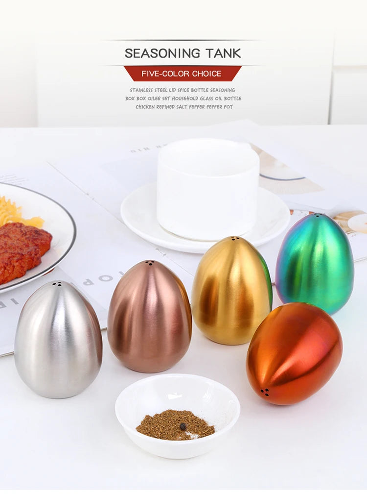 Gold Egg shape Spice Jar Set Stainless Steel Spice Tins Spice Storage Container kitchen Seasoning Sprays Tools Pepper Shakers