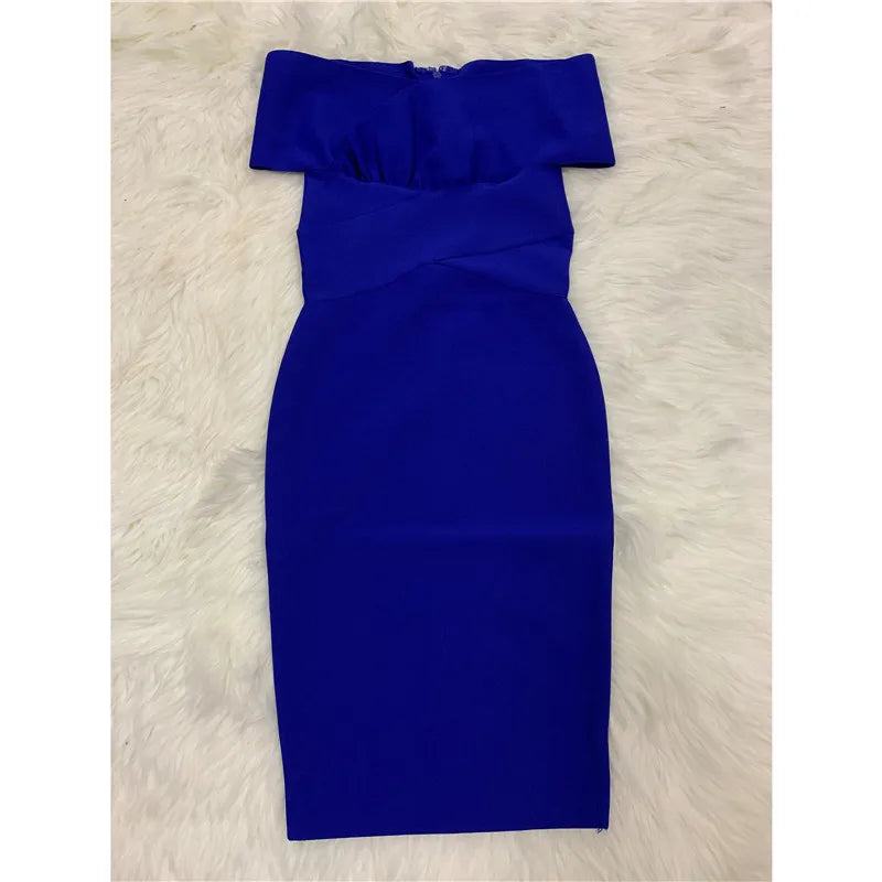 Moonccloset New Summer 5 Colors Sexy Fashion Women's Off Shoulder Bandage Dress Green Night Club Party Dress