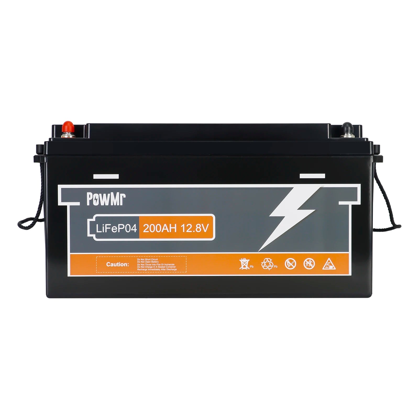 For PowMr 12.8V 200Ah LiFePO4 Hybrid Grid Connection Lithium Ion Battery Supports up to 4 in Series 4 in Parallel Energy Storage
