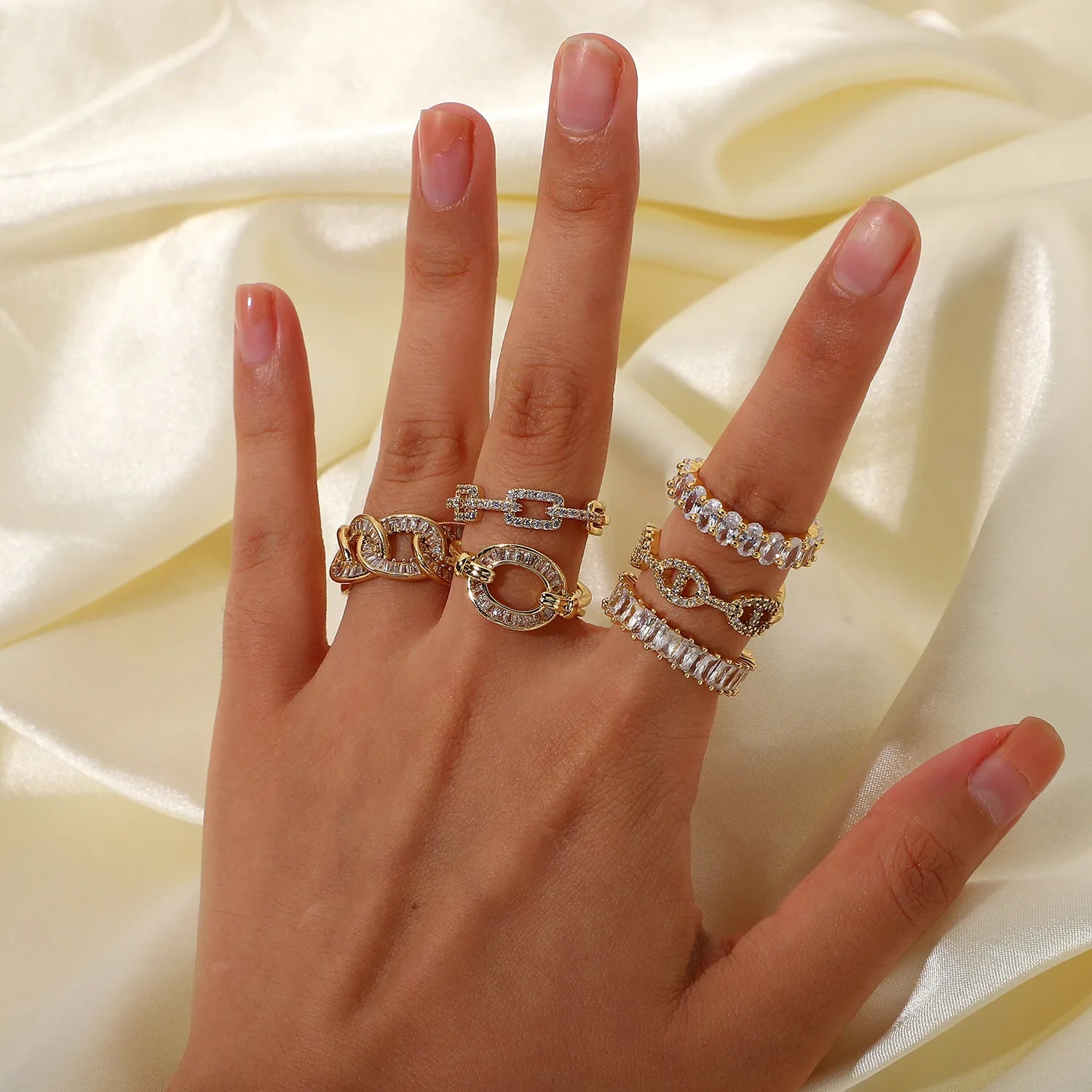 YW High Quality New Style Jewelry Zircon Ring Opening Retro Wholesale Rings for Women
