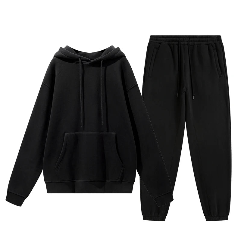 Wholesale Organic Cotton Sweatpants and Hoodie Set Custom Sweat Suits Casual Unisex Tracksuit