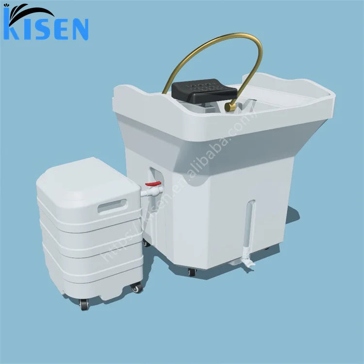 Kisen 2024 New Arrival High Quality Cheap and Hot Sale Barbershop Salon Furniture Hair Washing Sink Shampoo Basin with Tanks