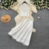2026 Summer New Fashionable Embroidered Jacquard Vest High Waist Pleated Skirt Women's Set