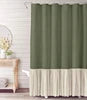 Beige 72x72 Inch French Country Linen Blend Ruffle Shower Curtain for Bathroom