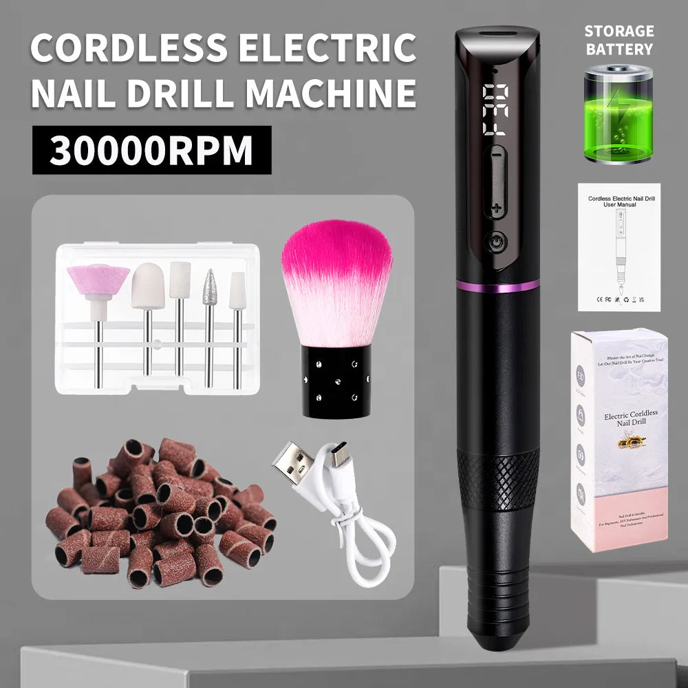 Portable Professional 35000rpm Pen Type Electric Nail Polisher Easy Carry Dead Skin Removal Manicure Sanding Tool