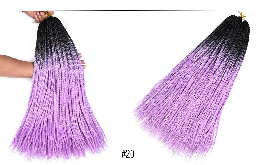 TOMO Synthetic Crochet Hair Box Braids 22Roots Colored Braiding Hair Extensions 24Inch Rainbow Ombre Crochet Braids Pink Red