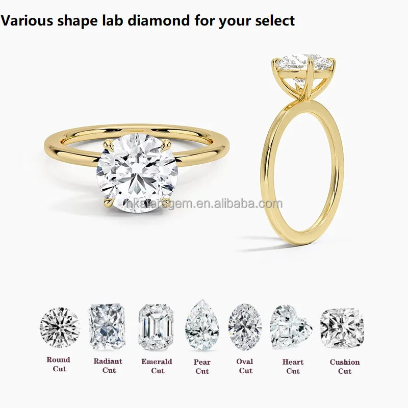 14k Gold Ring 1 Carat D Color Vs1 Vvs2 Lab Diamond Solitaire Diamond Yellow White Rose Gold Engagement Rings