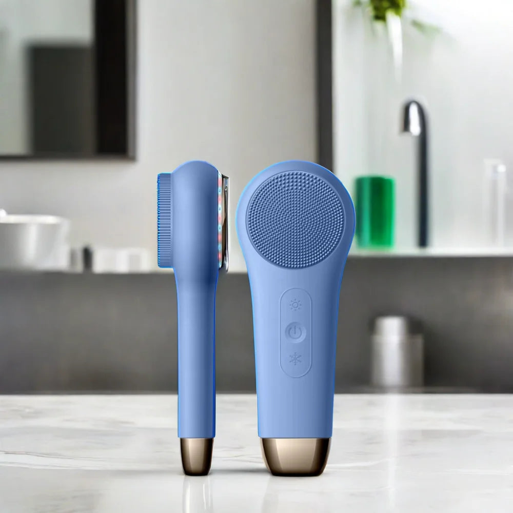 Facial Beauty Light Therapy Brush Wrinkle Removal Warm and Cold Silicone Face Cleaning Scrub Brush