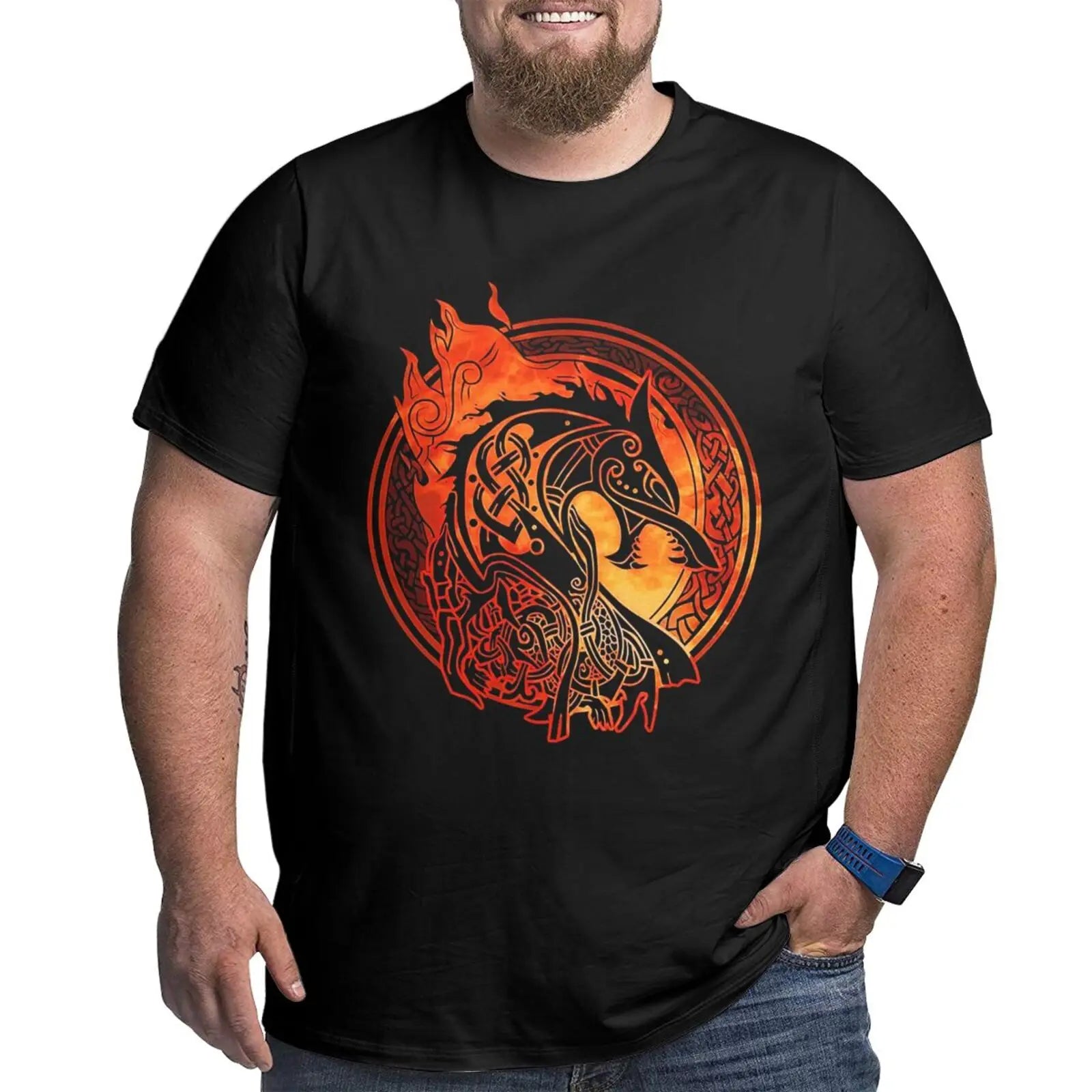 Unique Design Graphic Men T Shirts Plus Size Oversized Cotton T-shirts for Big Man Black Summer Short Sleeves Clothes Tops