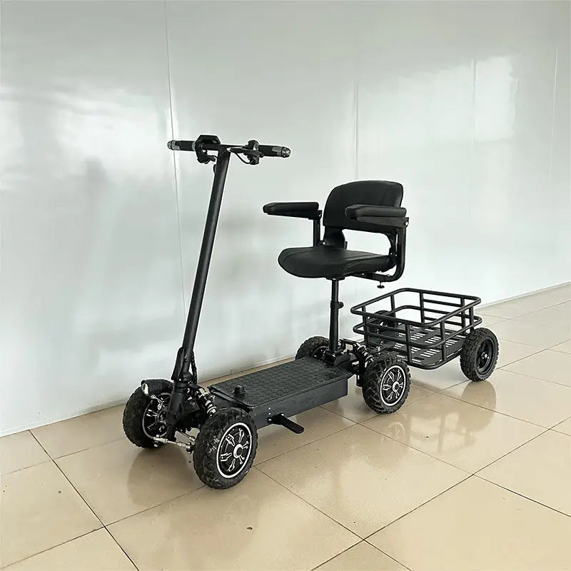 Wheel Electric Mobility Scooter for Seniors & Kids, Safe Folding Commuter Board with Dual Brakes, Comfortable Adult E-Skateboard