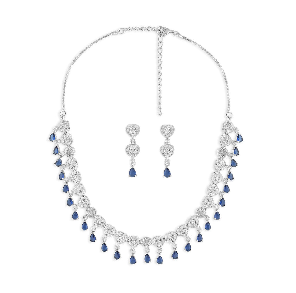 Exquisite CZ Wedding Party Necklace and Earring Set Rhodium Plated Bridal Jewelry for Women's Accessories
