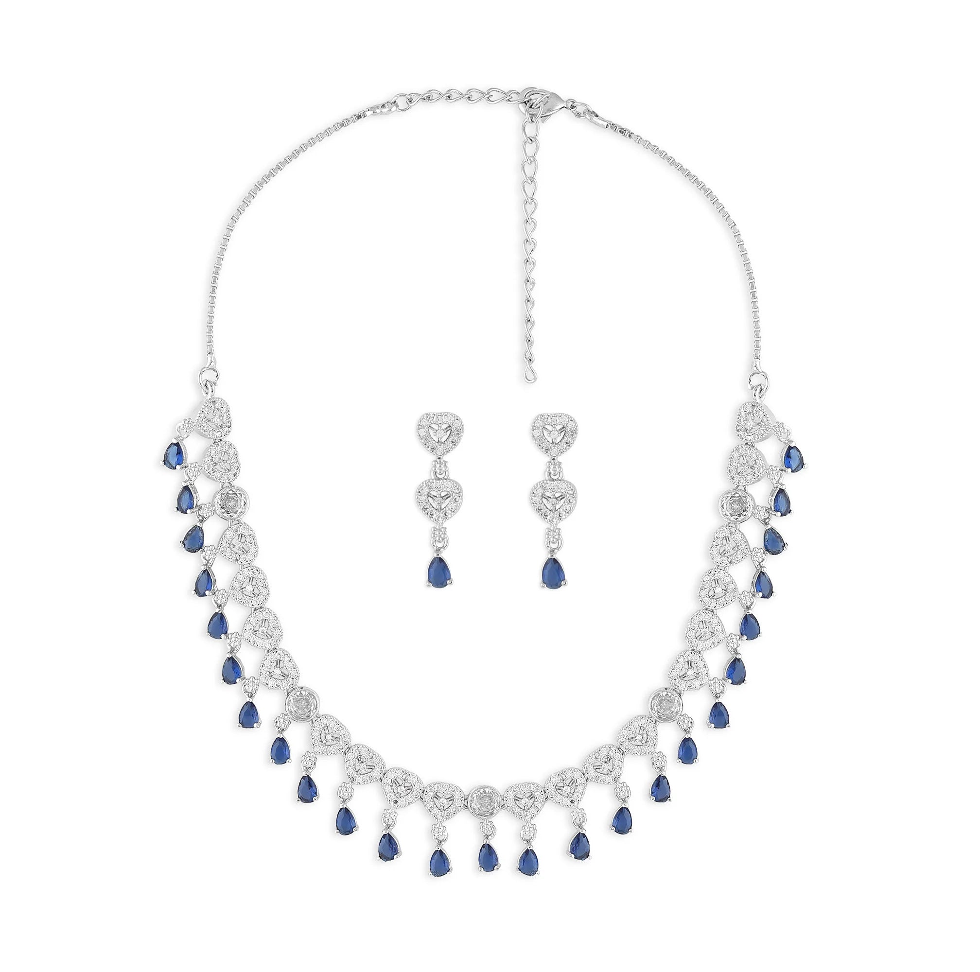 Exquisite CZ Wedding Party Necklace and Earring Set Rhodium Plated Bridal Jewelry for Women's Accessories