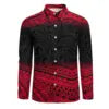Personality Red Black Gradient Polynesian Printed Shirts Long Sleeve Big Size Men Shirt Hawaii Island Casual Shirts