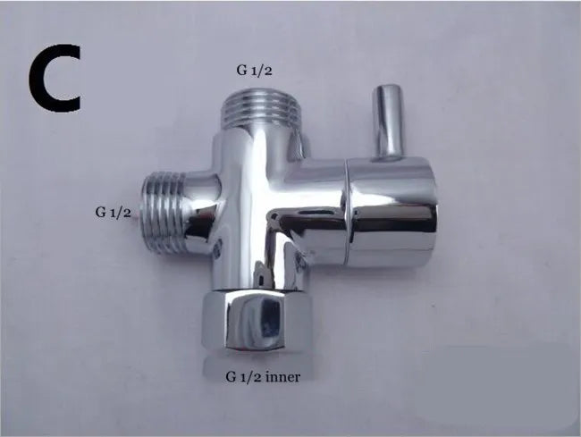 G1/2 Black Water Divider One-in-two-out Three-Way Shower Faucet Valve Adapter Hot Cold Water Switch