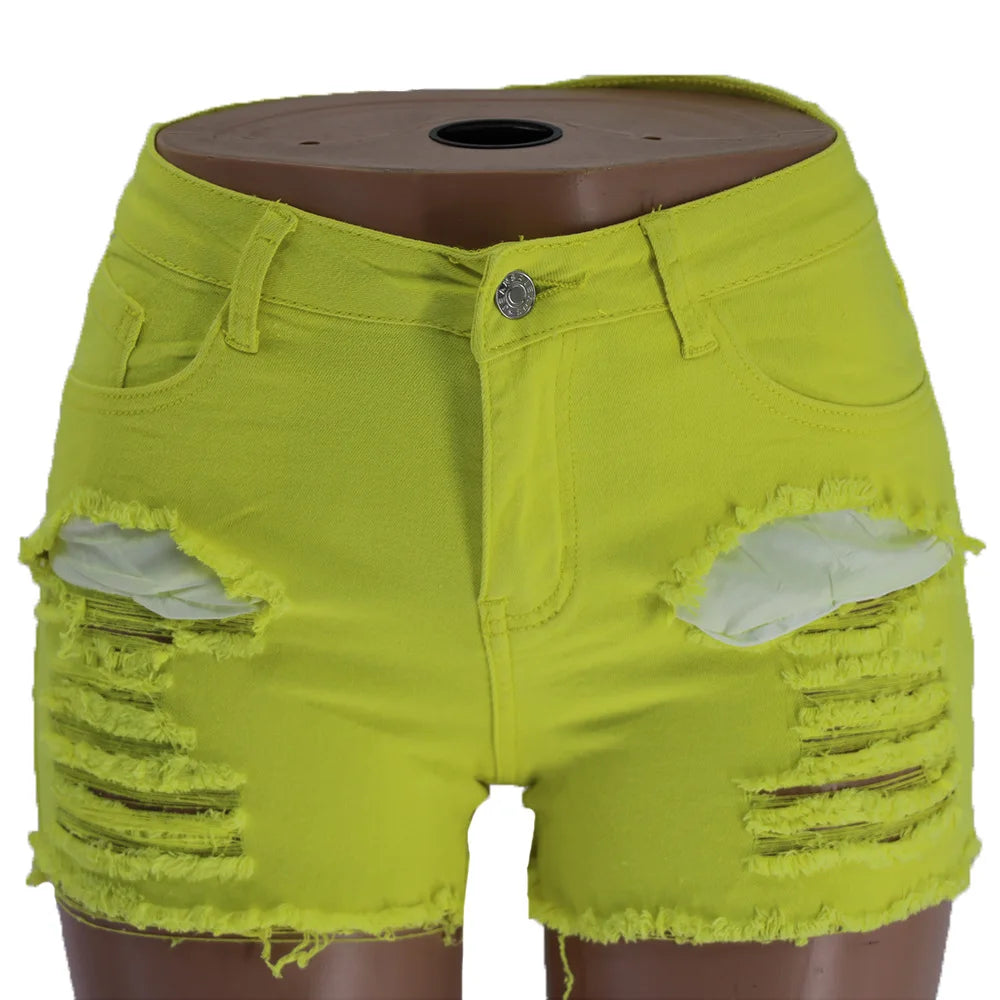 2020 New Arrival Summer Ripped Denim Shorts Fashion Slim Jeans Shorts High Quality Women Clothes 5 Color S-2XL