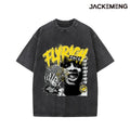Oversized Washed Retro Money Streetwear Print Tshirt USA Stock Wholesale Y2K Casual Tee