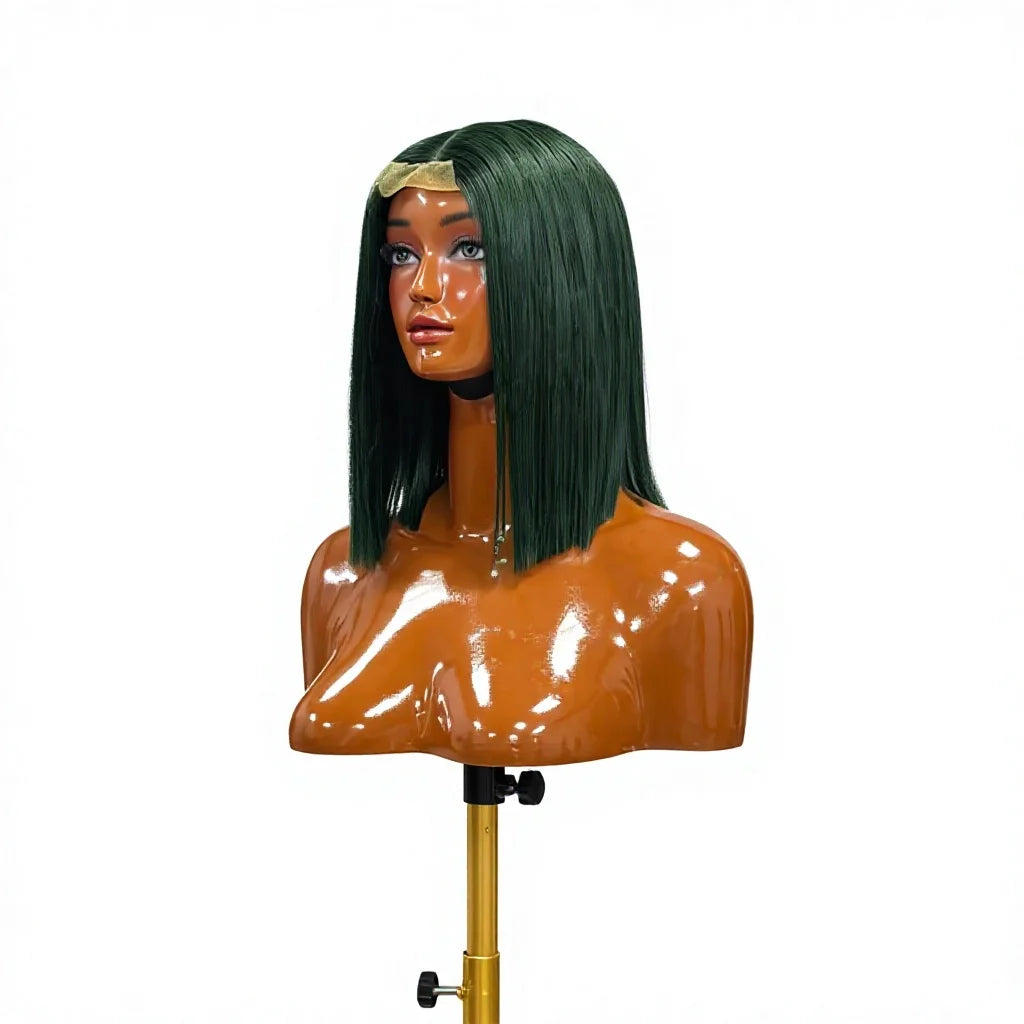 Green 2X6 HD Lace Transparent Glueless Short Bob Wig Double Drawn Virgin Vietnamese Human Hair Pre-Plucked Straight Baby Hair