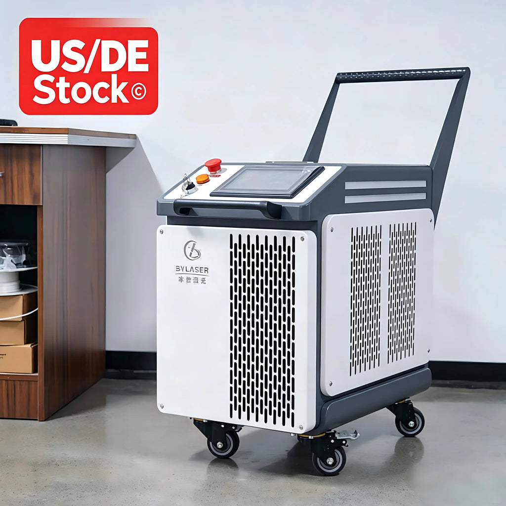 BingYan US DE Stock Engine Part Decarbonization Laser Pulsed Trolley Case System Laser rust Remover Laser Cleaner Machine