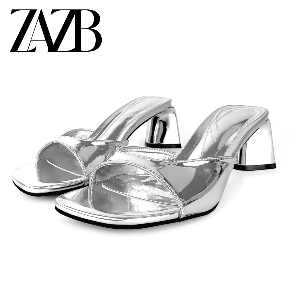 ZAZB Brand Custom Leather High Heels Shoes for Women Sandals Luxury slippers Wedding Bride Ladies and Chaussures Pour Femmes