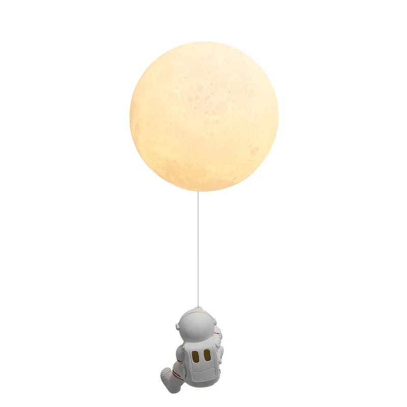 Lunar Wall Lamp Nordic Creative Astronaut Children's Room Lamp Bedroom Bedside Lamp Cartoon Boy Girl Background Wall Lamp