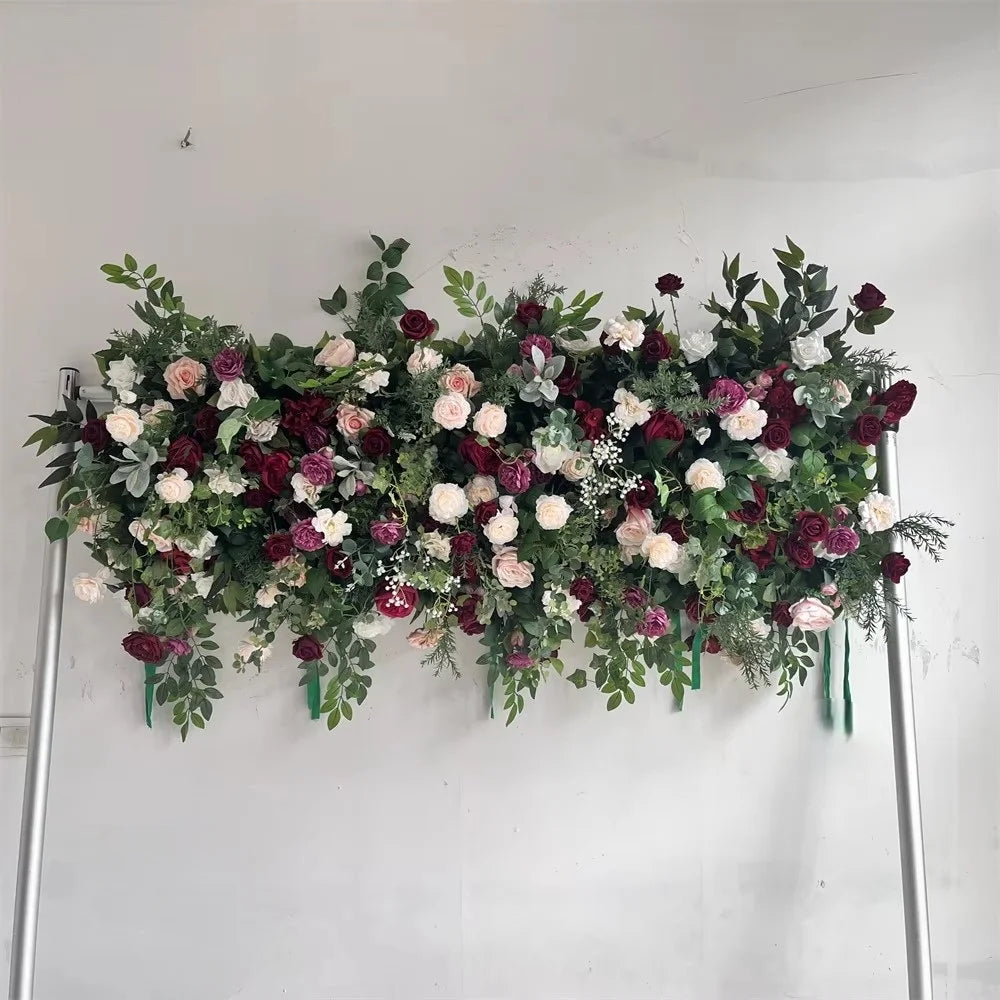 SPR Handmade Purple Roll Flower Garland Artificial Silk Fabric Floral Runner for Wedding Party Birthday Baby Shower Mother's Day