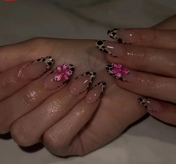 Dropshipping 24 Pcs French Style Romantic Art Acrylic Press on Nails Artificial Fingernails Candy False Nails Dating  Party 2792