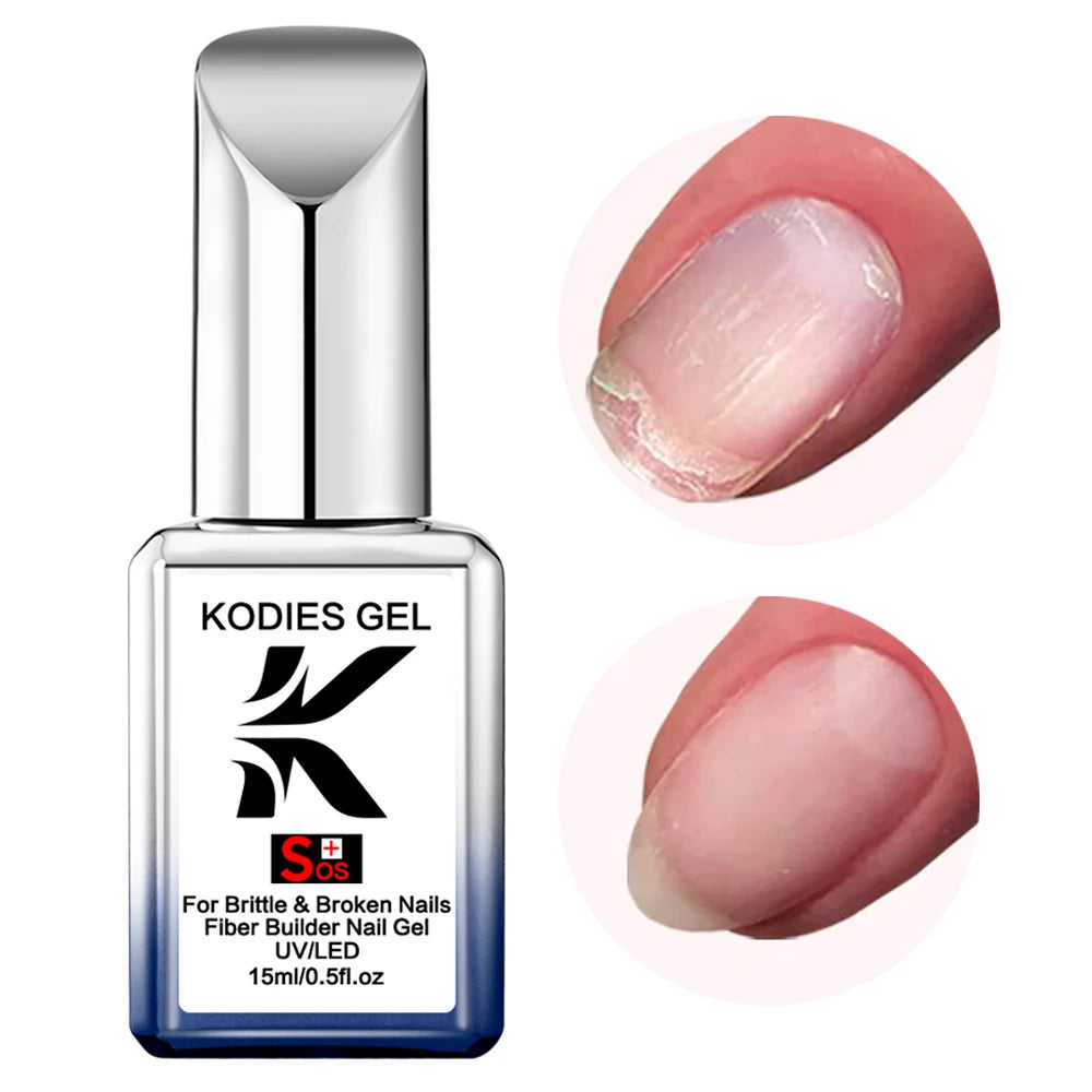 Low MOQ SOS Fiber Rubber Base Coat UV Gel Polish Non-Toxic Nail Repair Thin Soft Nails Builder