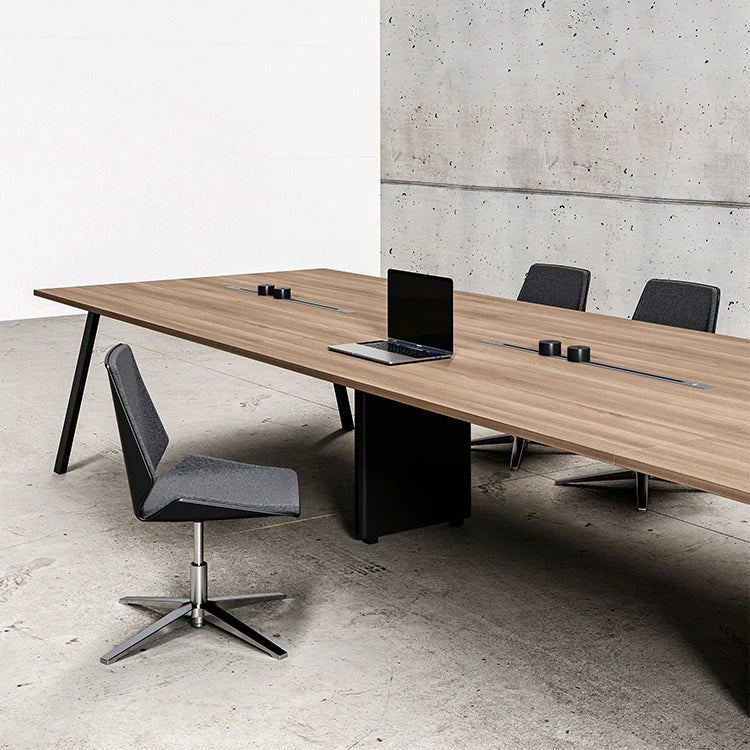 Wholesale Large Office Meeting Table Anti-Scratch 12-16 Seater Boardroom Oak Wood MFC Smart Power Charger for Conference Rooms