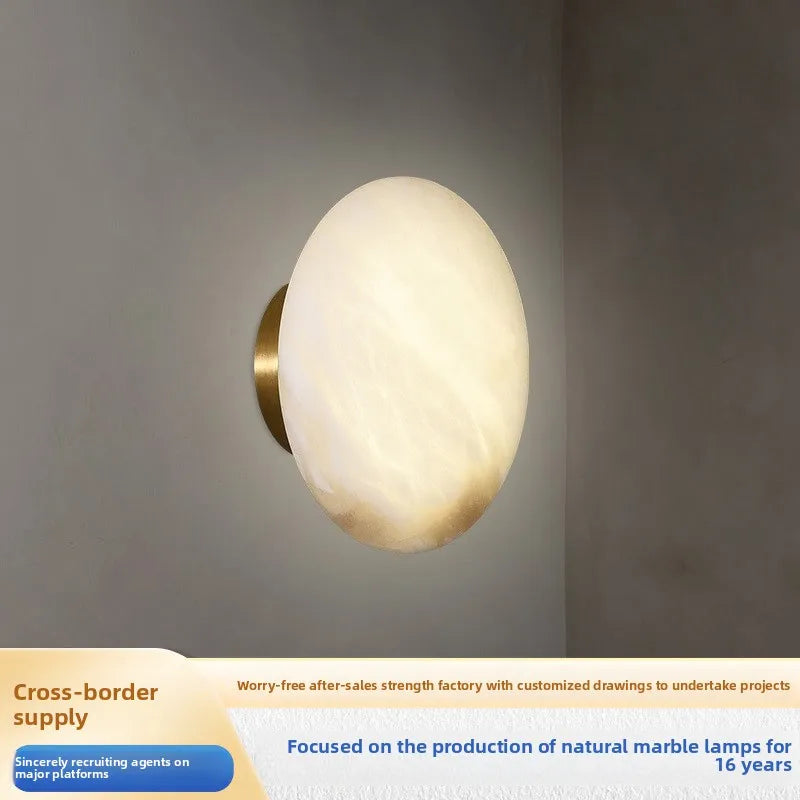 Designer All-Copper LED Dimmable Wall Lamp Natural Spanish Marble 110V G9 Recessed Modern Bedroom Living Room Hot Style