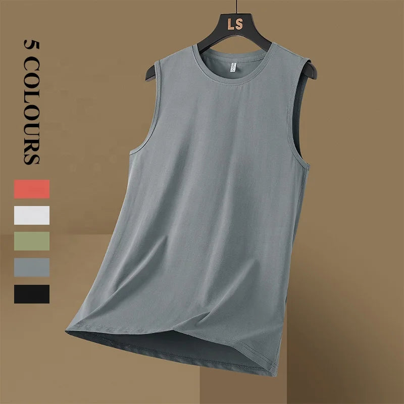 Summer Thin Cool Sports Sleeveless T-shirt Breathable Sweat Absorbing Fitness Loose Sports Men's Tank Top
