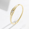 European and American Simple Fashion 925 Sterling Silver Plain 14K Gold Plated Zircon Finger Rings Jewelry for Women