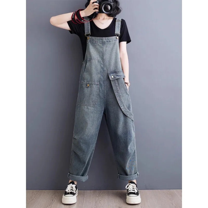 Boutique Wholesale 2026 Summer New Fashionable and Versatile Loose Casual Denim Women's Jumpsuit