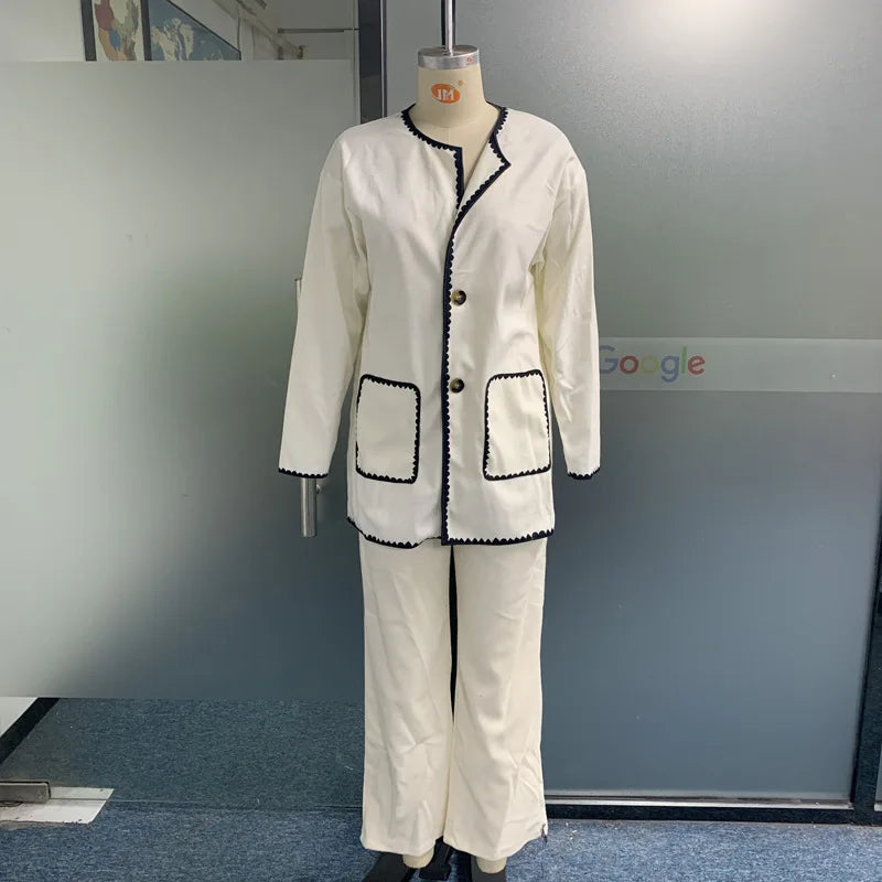 Wholesale 2026 Autumn European and American New Fashion Casual Loose Solid Color Two Piece Women's Set