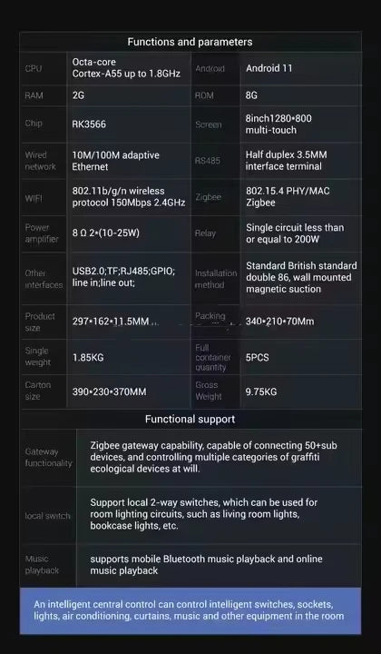 DUOMEI 10-Inch Tuya Smart Home Control System WiFi PC Glass Smart Central Control Screen Smart Switch Background Music Zigbee