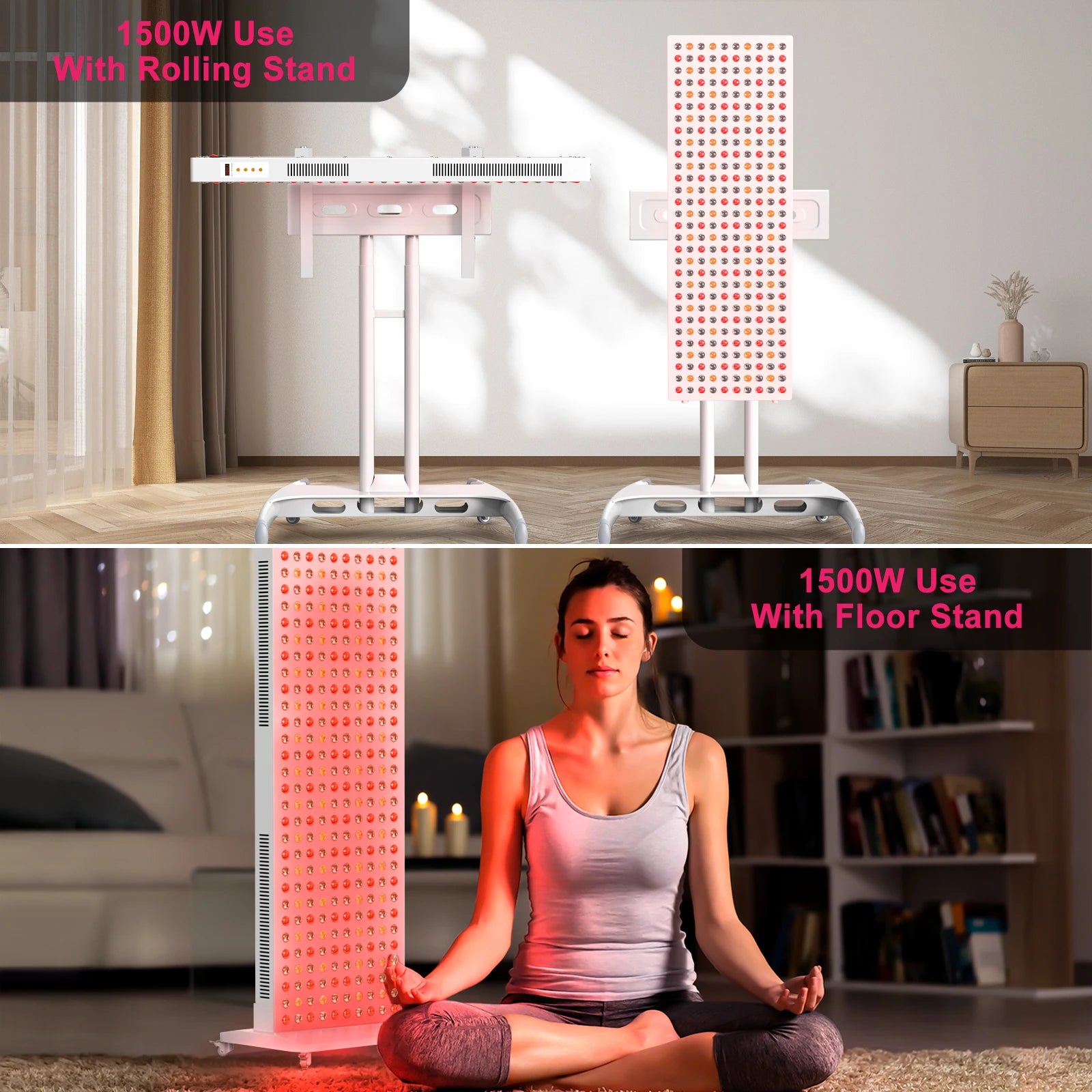 Bonliter 1500W Led Near Infrared Red Light Therapy 630/660/810/830/850nm Red Light Therapy Panel for Full Body Pain Relief