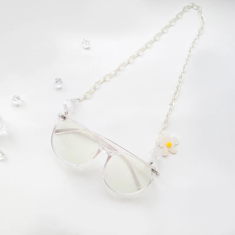 Fashion Glasses Chain For Women Mask Lanyard Holder Transparent Heart Flower Charms Sunglasses Chain Neck Strap Jewelry Gift
